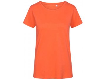 Dámské kvalitní tričko ležérního střihu vyšší gramáže z Bio bavlny oranžová plamen