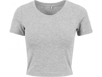 Dámské elastické crop tričko šedý melír