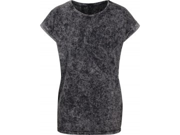 Dámské prodloužené tričko s širokým výstřihem a přesahující ramena tmavě šedá