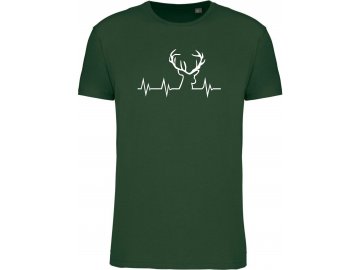 Pánské tričko myslivcův srdeční tep zelená lesní