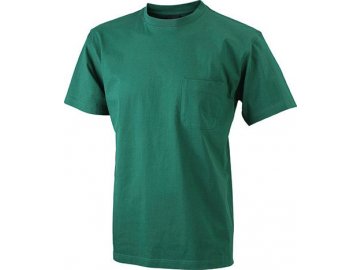 Klasické odolné pánské tričko s náprsní kapsou zelená