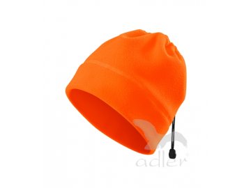 Čepice a nákrčník ve fluorescentních barvách z fleece oranžová