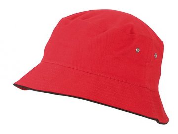 Dětský letní klobouk s proužkem na okraji v kontrastní barvě z bavlny červený