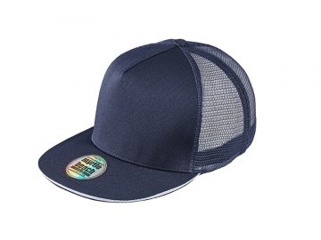 Trendy trucker kšiltovka s rovným kšiltem a síťovinou navy