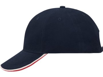 Bavlněná 6 panelová kšiltovka s kontrastním dvojitým lemováním modrá námořní