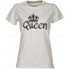 Dámské tričko s potiskem OUEEN pro páry bílá
