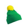 Čepice s ohnutým okrajem a bambulí  zelená