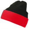 Dvojitě pletená klasická čepice s barevným okrajem červená