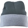 Dvojitě pletená klasická čepice s barevným okrajem šedá