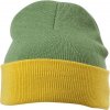 Dvojitě pletená klasická čepice s barevným okrajem zelená