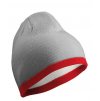 Dvojitě pletená těsně přiléhající čepice s kontrastním okrajem šedá červená