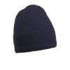 Pletená čepice s fleecovou podšívkou v oblasti čela modrá