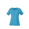 Příjemné dámské tričko s kulatým elastickým výstřihem tyrkysová