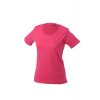Příjemné dámské tričko s kulatým elastickým výstřihem růžová