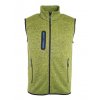 Módní pánská vesta z pleteného fleecu v melírovaném vzhledu kiwi
