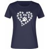 Dámské tričko s potiskem psí tlapičky srdce modrá námořní