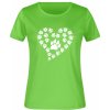Dámské tričko s potiskem psí tlapičky srdce limetková