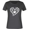 Dámské tričko s potiskem psí tlapičky srdce graphite