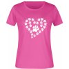 Dámské tričko s potiskem psí tlapičky srdce růžová