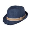 Klobouk slamák s roztřepeným okrajem modrá