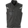 Lehká profesionální pracovní softshellová vesta s reflexními detaily černá-černá