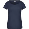 Dámské tričko z Bio bavlny s kulatým hlubším výstřihem a rolovaným lemem modrá námořní