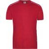 Pánské pracovní tričko s kontrastní vsadkou vpředu a vzadu červená