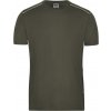 Pánské pracovní tričko s kontrastní vsadkou vpředu a vzadu olivová