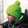 Hrubě pletená čepice s bambulí R369X limetková