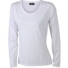 Lehce zúžené dámské triko s dlouhými rukávy a hlubokým výstřihem bílá