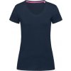 Dámské elastické tričko s výstřihem do V modrá námořní