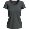Dámské elastické tričko s výstřihem do V šedá břidlicová