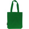 Kvalitní, pevná nákupní plátěná taška s dlouhým uchem zelená