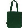 Kvalitní, pevná nákupní plátěná taška s dlouhým uchem zelená lahvová