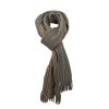 Šála s výrazným žebrováním a třásněmi šedá