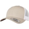 Kšiltovka 6 panelová Trucker Retro s oblým kšiltem khaki-bílá