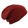 Neformální zimní čepice s rolovaným okrajem vínová