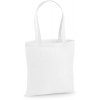 Pevná nákupní bavlněná taška s dlouhou rukojetí bílá