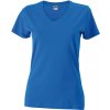 Dámské přiléhavé tričko s krátkým rukávem a s výstřihem do V cobalt