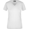 Dámské přiléhavé tričko s krátkým rukávem a s výstřihem do V bílá