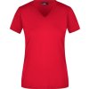 Dámské přiléhavé tričko s krátkým rukávem a s výstřihem do V červená