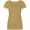 Dámské kvalitní jemné tričko s výstřihem do V olivová
