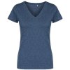 Dámské kvalitní jemné tričko s výstřihem do V modrá námořní melír
