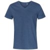 Pánské tričko X.O s výstřihem do V - Námořní modrá melírová