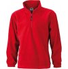 Mikina z těžkého fleecu s polovičním zipem červená