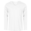 Pánské bavlněné triko s dlouhým rukávem s výstřihem do V bíllá