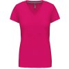 Dámské bavlněné tričko gramáže 180gr. s výstřihem do V K381  růžová fuchsia