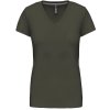 Dámské bavlněné tričko gramáže 180gr. s výstřihem do V K381 khaki tmavá