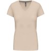 Dámské bavlněné tričko gramáže 180gr. s výstřihem do V K381 písková