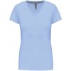 Dámské bavlněné tričko gramáže 180gr. s výstřihem do V K381 modrá nebeská